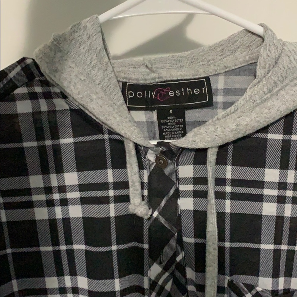 Button up flannel with hood